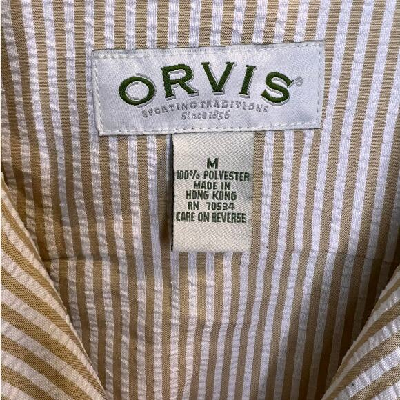 Orvis Womens Seersucker Striped Full Zip Jacket Size Medium Orange White Classic - Picture 3 of 10